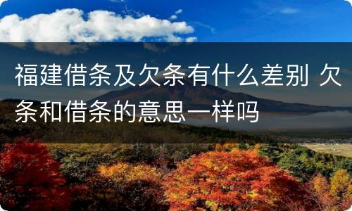 福建借条及欠条有什么差别 欠条和借条的意思一样吗