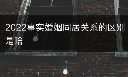 2022事实婚姻同居关系的区别是啥