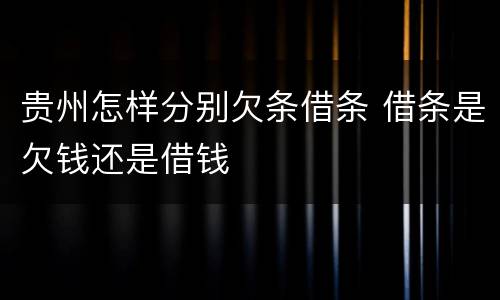 贵州怎样分别欠条借条 借条是欠钱还是借钱