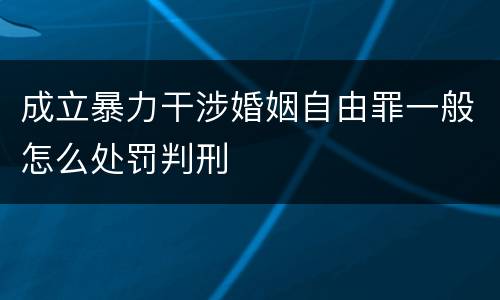 成立暴力干涉婚姻自由罪一般怎么处罚判刑