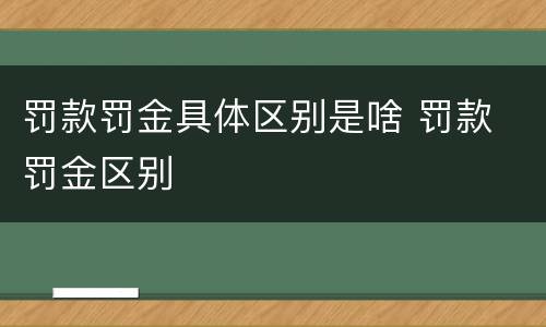 罚款罚金具体区别是啥 罚款 罚金区别