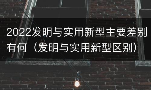 2022发明与实用新型主要差别有何（发明与实用新型区别）