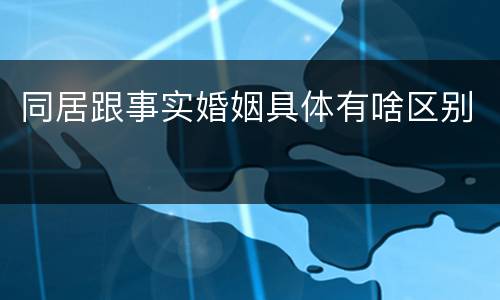 同居跟事实婚姻具体有啥区别