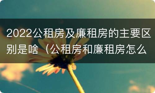 2022公租房及廉租房的主要区别是啥（公租房和廉租房怎么收费）