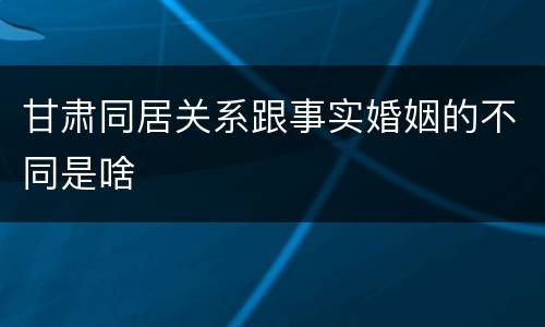 甘肃同居关系跟事实婚姻的不同是啥