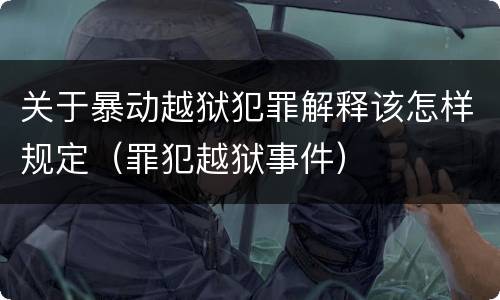 关于暴动越狱犯罪解释该怎样规定（罪犯越狱事件）