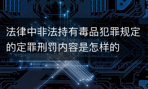 法律中非法持有毒品犯罪规定的定罪刑罚内容是怎样的