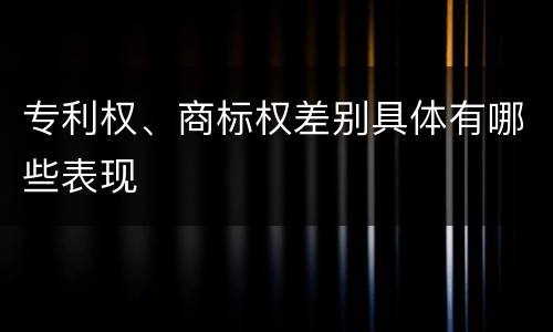 专利权、商标权差别具体有哪些表现