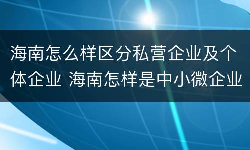 海南怎么样区分私营企业及个体企业 海南怎样是中小微企业怎么划分
