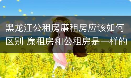 黑龙江公租房廉租房应该如何区别 廉租房和公租房是一样的吗