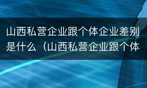 山西私营企业跟个体企业差别是什么（山西私营企业跟个体企业差别是什么样的）