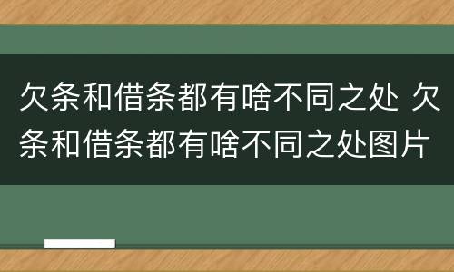 欠条和借条都有啥不同之处 欠条和借条都有啥不同之处图片