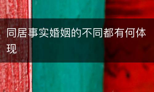 同居事实婚姻的不同都有何体现