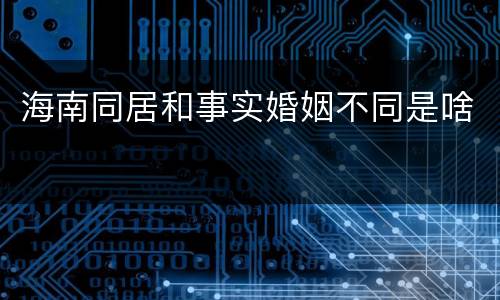 海南同居和事实婚姻不同是啥