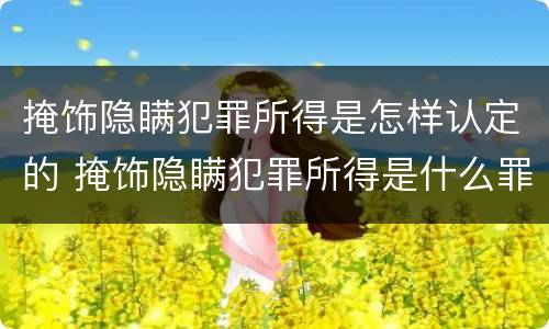 掩饰隐瞒犯罪所得是怎样认定的 掩饰隐瞒犯罪所得是什么罪名