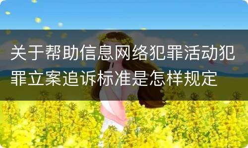 关于帮助信息网络犯罪活动犯罪立案追诉标准是怎样规定