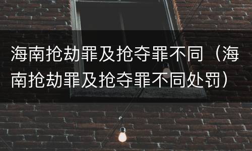 海南抢劫罪及抢夺罪不同（海南抢劫罪及抢夺罪不同处罚）