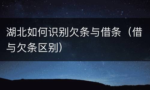 湖北如何识别欠条与借条（借与欠条区别）