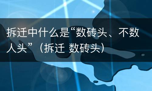 拆迁中什么是“数砖头、不数人头”（拆迁 数砖头）