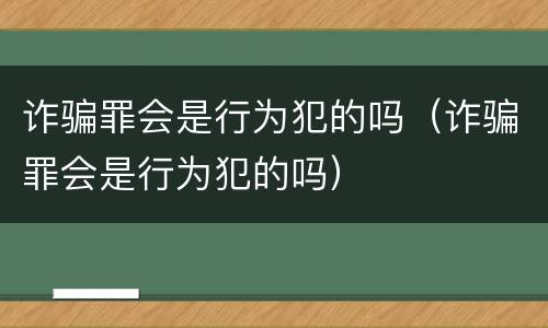 诈骗罪会是行为犯的吗（诈骗罪会是行为犯的吗）
