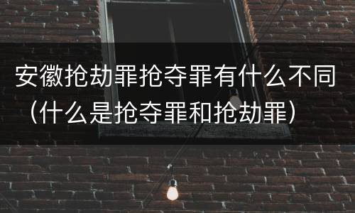 安徽抢劫罪抢夺罪有什么不同（什么是抢夺罪和抢劫罪）