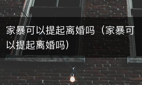 家暴可以提起离婚吗（家暴可以提起离婚吗）