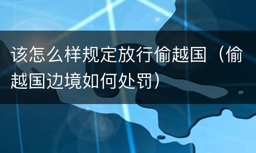 该怎么样规定放行偷越国（偷越国边境如何处罚）