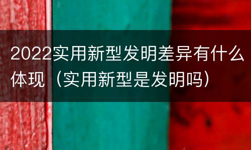 2022实用新型发明差异有什么体现（实用新型是发明吗）