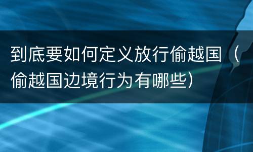 到底要如何定义放行偷越国（偷越国边境行为有哪些）