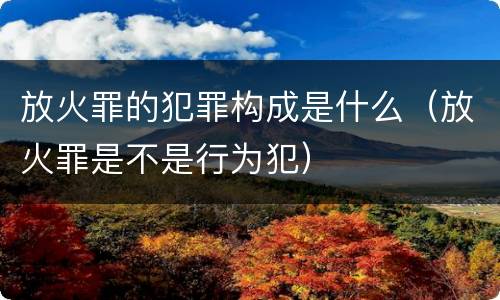 放火罪的犯罪构成是什么（放火罪是不是行为犯）