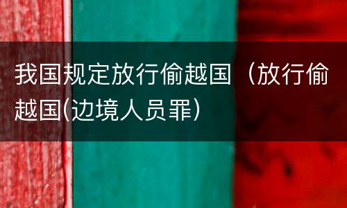 我国规定放行偷越国（放行偷越国(边境人员罪）