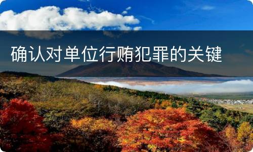 确认对单位行贿犯罪的关键