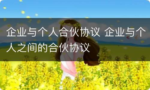 企业与个人合伙协议 企业与个人之间的合伙协议