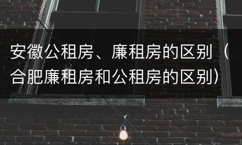 安徽公租房、廉租房的区别（合肥廉租房和公租房的区别）