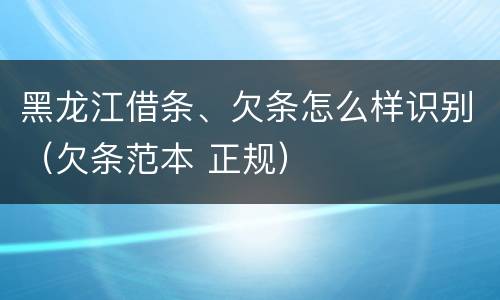 黑龙江借条、欠条怎么样识别（欠条范本 正规）