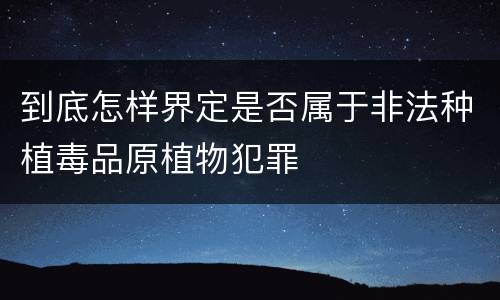 到底怎样界定是否属于非法种植毒品原植物犯罪
