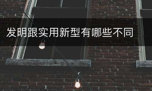 发明跟实用新型有哪些不同