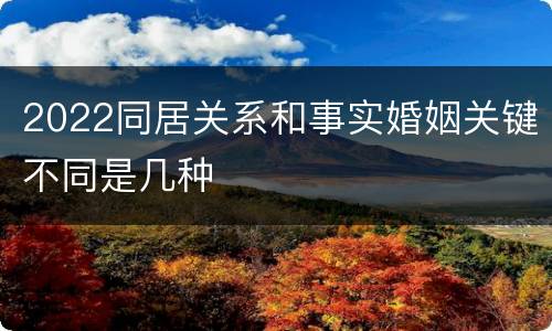 2022同居关系和事实婚姻关键不同是几种