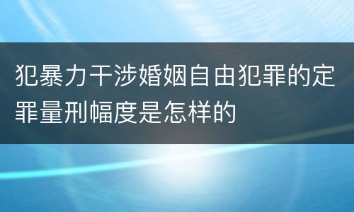 犯暴力干涉婚姻自由犯罪的定罪量刑幅度是怎样的
