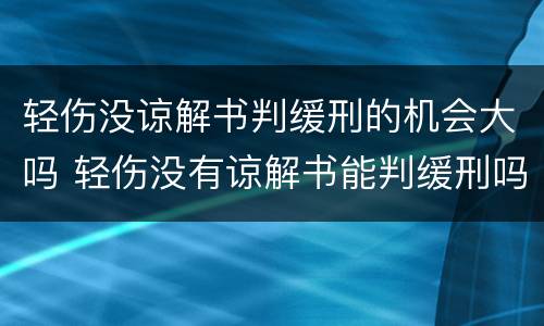 轻伤没谅解书判缓刑的机会大吗 轻伤没有谅解书能判缓刑吗