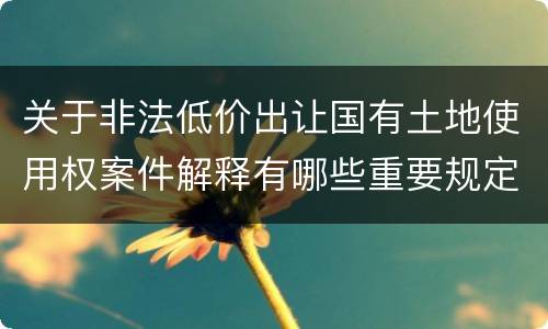 关于非法低价出让国有土地使用权案件解释有哪些重要规定