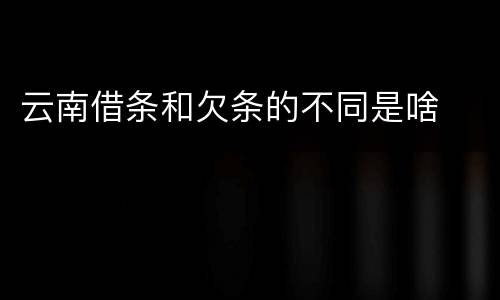 云南借条和欠条的不同是啥