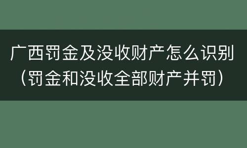 广西罚金及没收财产怎么识别（罚金和没收全部财产并罚）