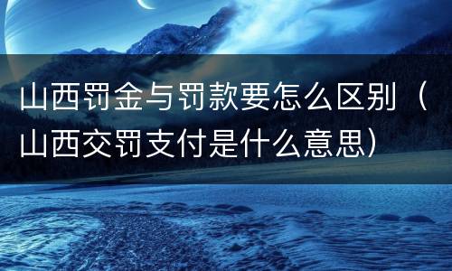 山西罚金与罚款要怎么区别（山西交罚支付是什么意思）