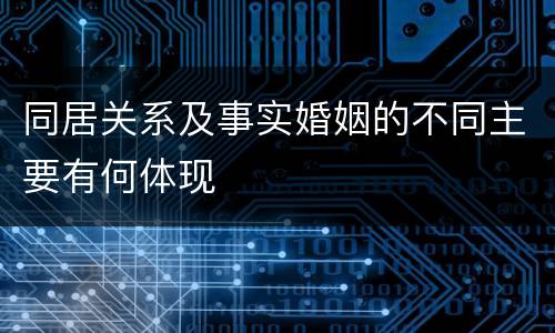 同居关系及事实婚姻的不同主要有何体现