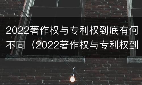 2022著作权与专利权到底有何不同（2022著作权与专利权到底有何不同呢）
