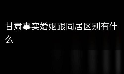 甘肃事实婚姻跟同居区别有什么