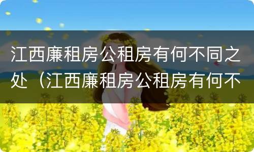 江西廉租房公租房有何不同之处（江西廉租房公租房有何不同之处呢）
