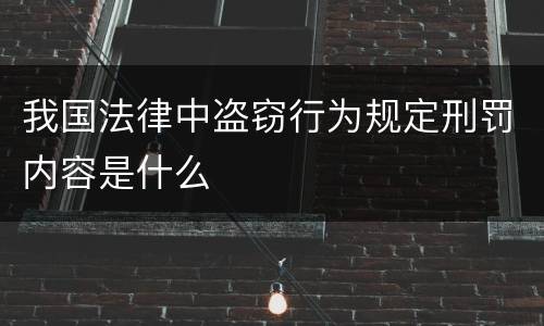 我国法律中盗窃行为规定刑罚内容是什么