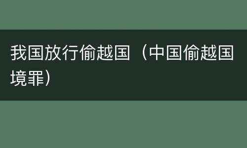 我国放行偷越国（中国偷越国境罪）